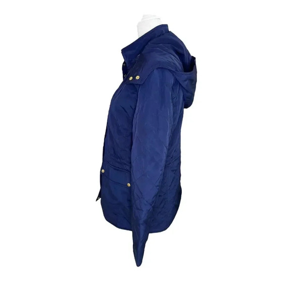 Old Navy Women's Quilted Hooded Rain Jacket Blue Size Medium Mid-Length Casual - Picture 2 of 7